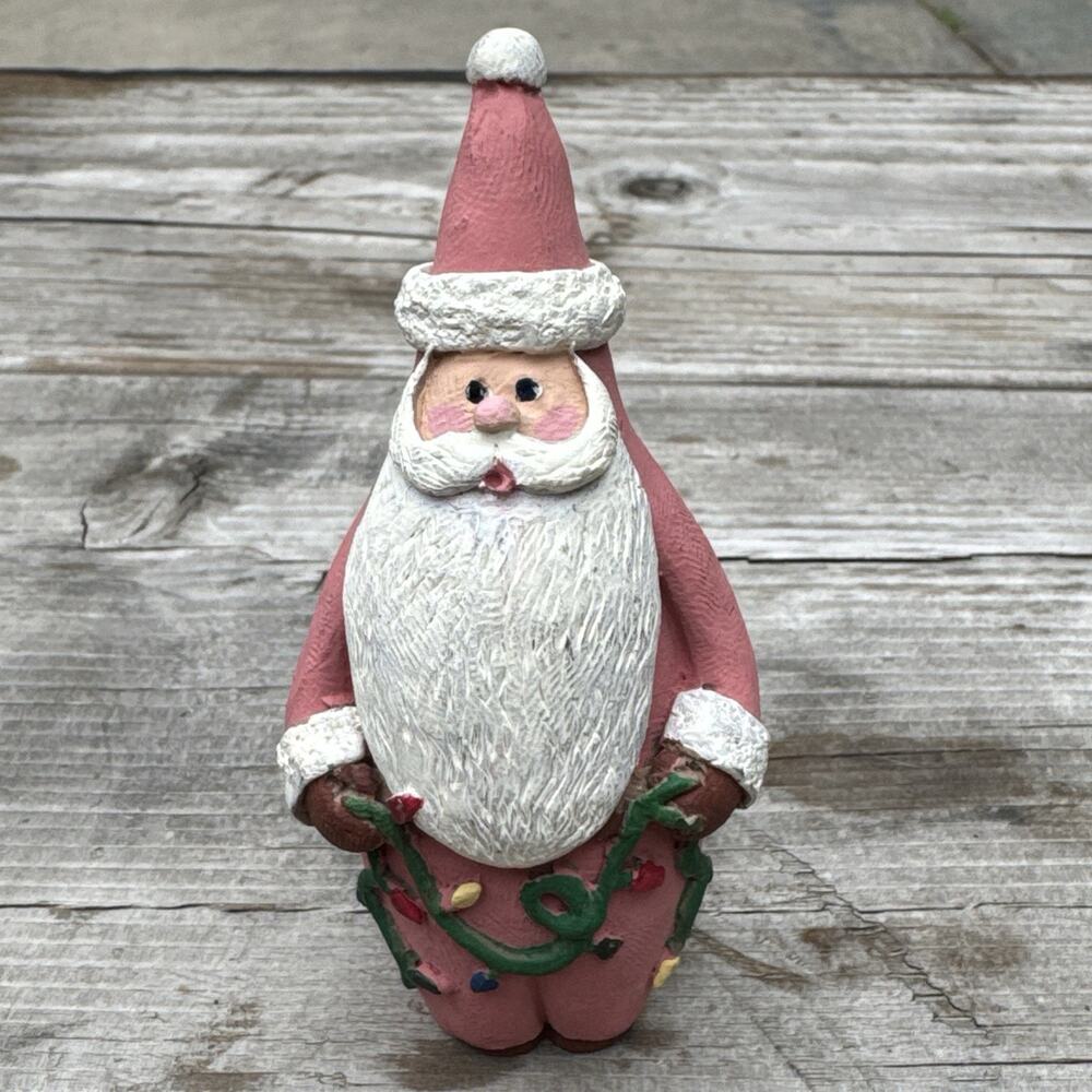 Vtg Jim Shore Mini Santa Figurine Old World Folk Santa Sack 2.5” Christmas 1992